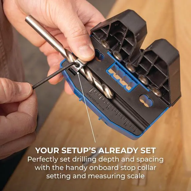 Alt view image 6 of 7 - Dowel Jig Kit - Doweling Guide Kit with Removable Drill Guides - No-Measure Doweling Jig for Benchtop and Workshop Projects - Cabinet Joint Alignment Tool - KHJD345