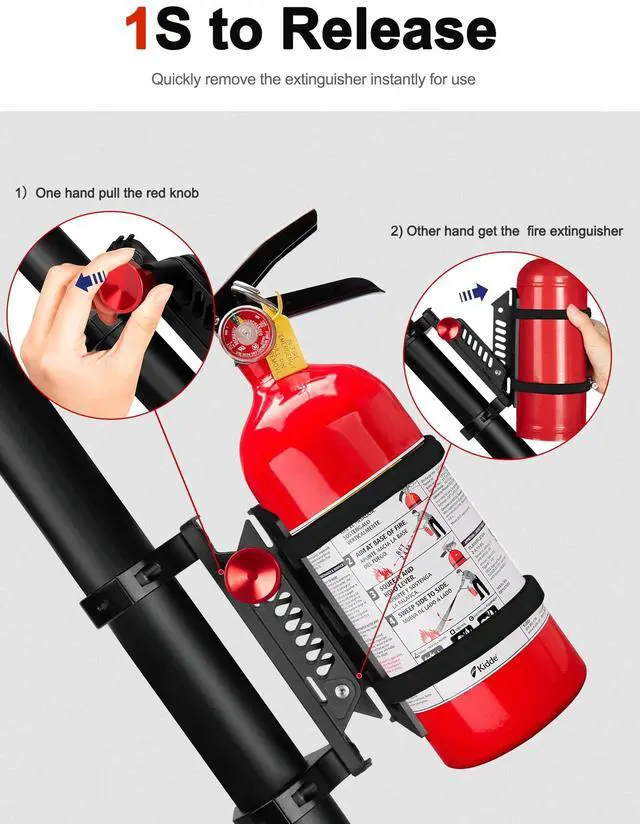 Alt view image 3 of 7 - UTV Fire Extinguisher Mount, Roll Bar Fire Extinguisher Holder | Quick Release, Aluminum Bracket Fits 1.75"-2" Roll Cage Mount, Compatible with Polaris RZR Cam Am x3 Kawasaki Pioneer Talon