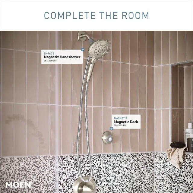 Alt view image 3 of 7 - 186117SRN Magnetix Remote Dock for Handshower, Brushed Nickel | Magnetix compatibility, remote docking mount, handshower holder, spot resist finish, wall mount installation