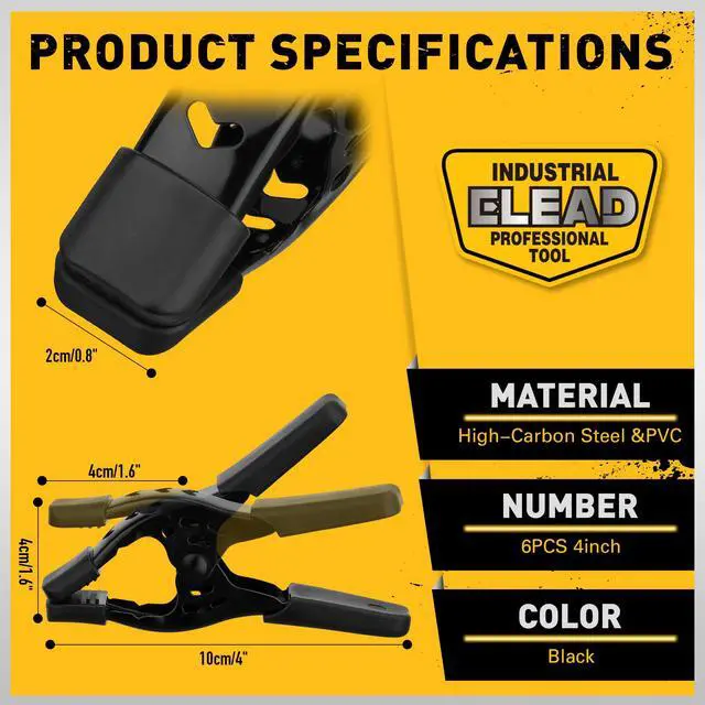 Alt view image 6 of 7 - 6-Piece Spring Clamps 4-inch Tarp Clamps Heavy Duty Woodworking Clips Spring Clips Metal Clamp Large Clamps Pool Cover Backdrop Stand Photograph Clamp