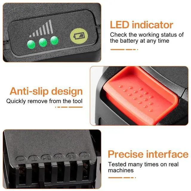 Alt view image 2 of 7 - 2Pack 4.0Ah WA3525 Replace for Worx 20V Battery PowerShare for WA3520 WA3525 WA3575 WG890 WG891 for 20Volt Worx Batteries 20V