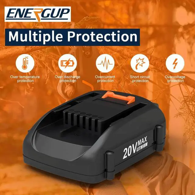 Alt view image 6 of 7 - 2Pack 4.0Ah WA3525 Replace for Worx 20V Battery PowerShare for WA3520 WA3525 WA3575 WG890 WG891 for 20Volt Worx Batteries 20V