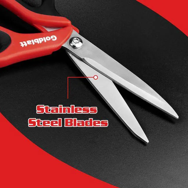 Alt view image 6 of 7 - 2PCS Heavy Duty Scissors, Multipurpose Shop Scissors | Stainless Steel Blades and Comfortable Handle, Easy Cutting of Cardboard, Wires, Leather, Fabric