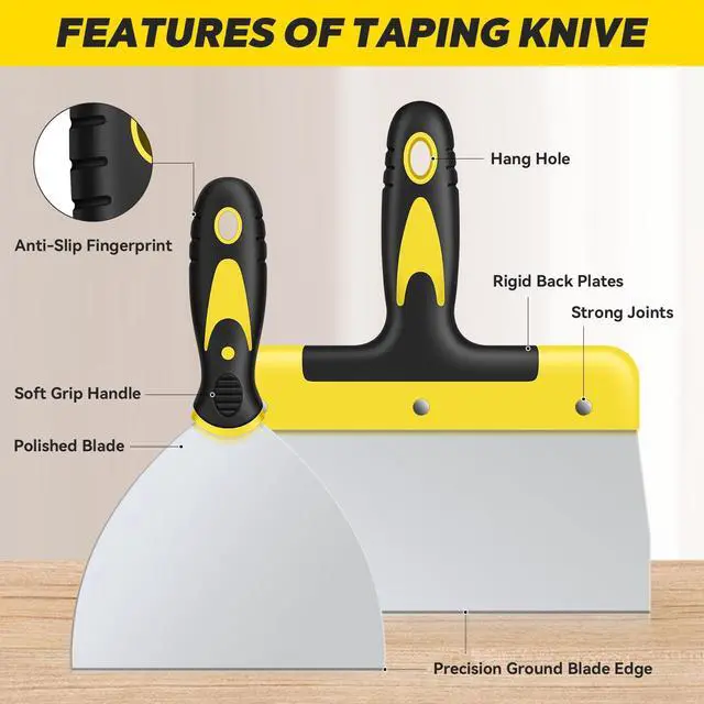 Alt view image 3 of 7 - Putty Knife Set, 4PCS Stainless Steel Scraper Paint Tool with Comfortable Grip for Drywall Repair, Wallpaper Removal and Plaster Scraping(2,4,6,8in)