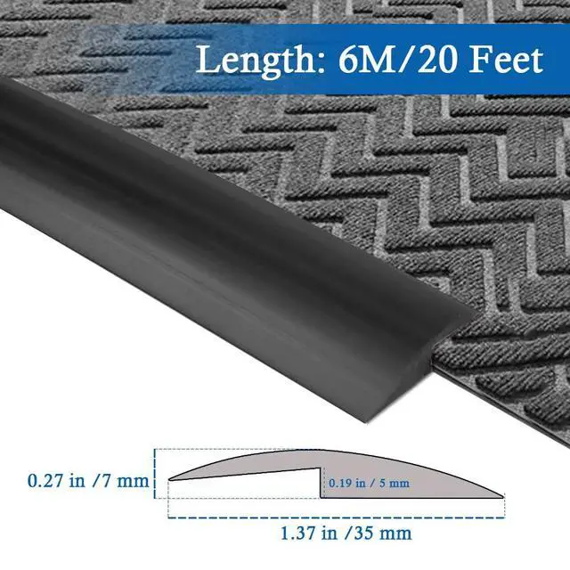 Alt view image 2 of 7 - Carpet Transition Strip Self Adhesive Floor Transition Strip | Carpet to Tile Transition Strip Threshold Transition Carpet EdgeTrim, for Height Less Than 5mm, 20Ft, Black