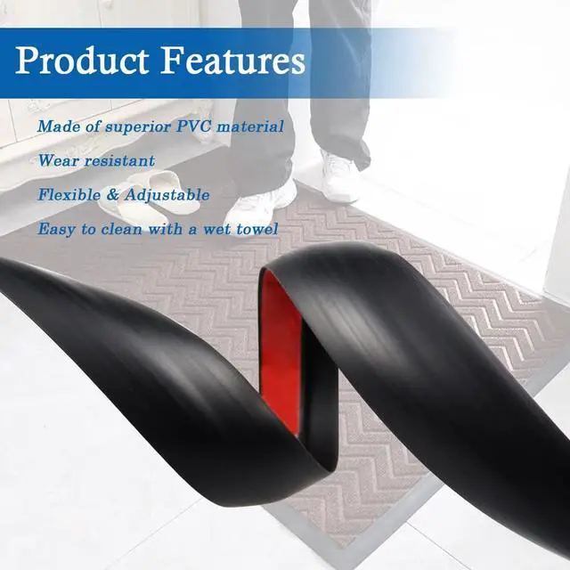 Alt view image 5 of 7 - Carpet Transition Strip Self Adhesive Floor Transition Strip | Carpet to Tile Transition Strip Threshold Transition Carpet EdgeTrim, for Height Less Than 5mm, 20Ft, Black