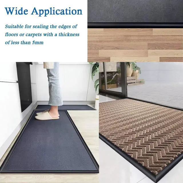 Alt view image 7 of 7 - Carpet Transition Strip Self Adhesive Floor Transition Strip | Carpet to Tile Transition Strip Threshold Transition Carpet EdgeTrim, for Height Less Than 5mm, 20Ft, Black