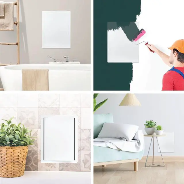Alt view image 4 of 7 - 12" x 16" White ABS Plastic Plumbing Access Panel - Wall Access Panel for Drywall - Wire Cover for Wall Covering Panels - Electricity, Heating Alarm, Bathroom Ceiling Or Wall Hole Cover