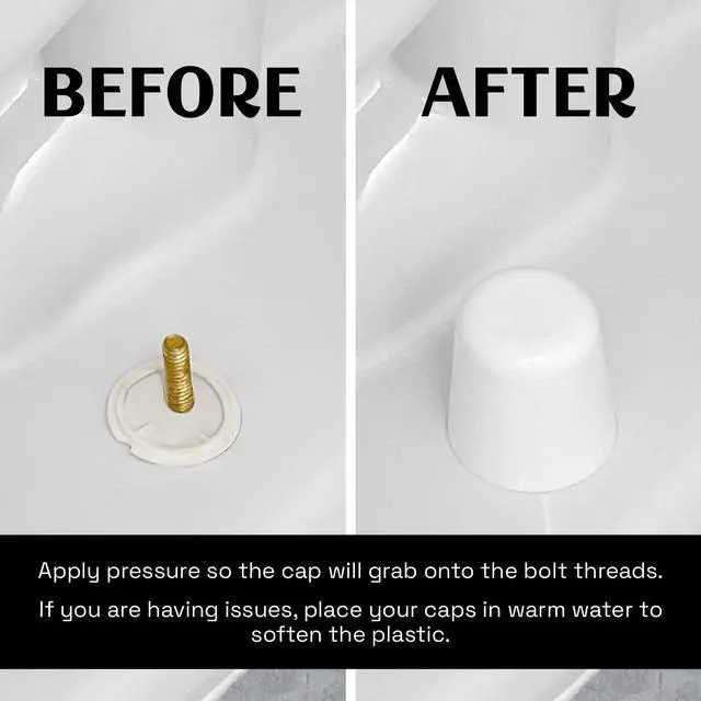 Alt view image 5 of 7 - Don't Cut Those Bolts! 100% Made in USA, toilet bolt caps, toilet bolt covers, toilet screw covers (Universal Fit, 2 Pack)