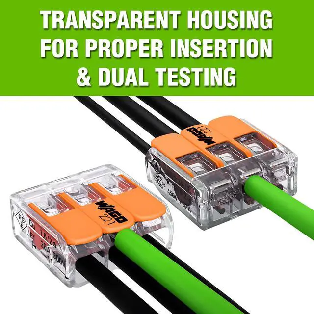 Alt view image 5 of 7 - WAGO 221 Series 80pc Compact Splicing Wire Connectors | Includes (40x 221-412) (25x 221-413) (15x 221-415) | WAGO Wire Connectors | Electrical Splicing Lever Nuts | 221 Series Lever Nuts | 2-3-5 Ports