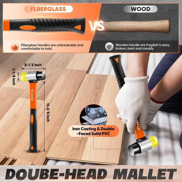 Alt view image 4 of 7 - Laminate Flooring Tools, 65-Piece Wood Flooring Installation Kit | 60 Flooring Spacers,Tapping Block with Handle, Pull Bar, 10Contour Gauge, Rubber Mallet, Tape Measure