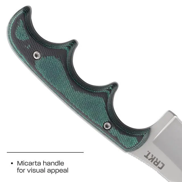 Alt view image 3 of 6 - Minimalist Bowie Outdoor Fixed Blade Knife with Sheath, Green, 2387 | 2.12" Clip Point Blade, Lightweight Micarta Handle, Stainless Steel Blade, Thermoplastic Sheath with Mounting Options