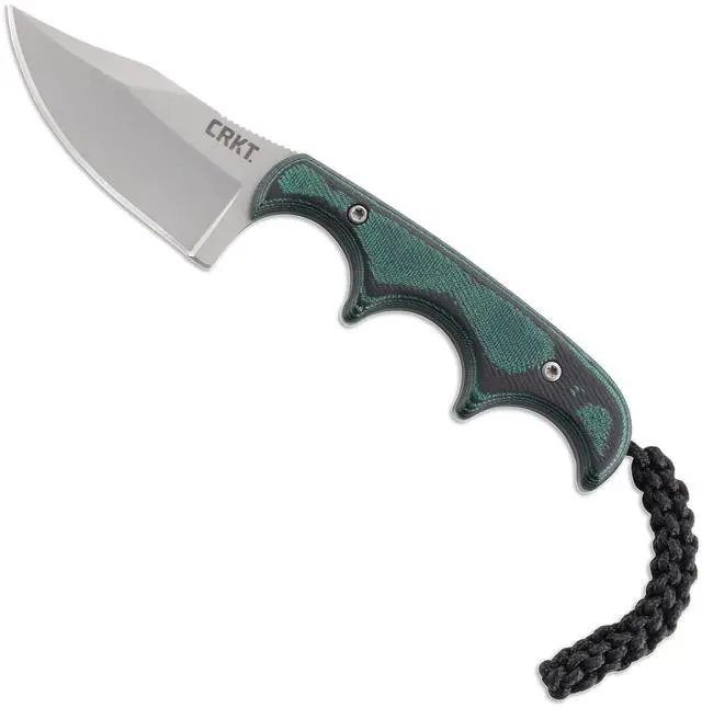 Main image of Minimalist Bowie Outdoor Fixed Blade Knife with Sheath, Green, 2387 | 2.12" Clip Point Blade, Lightweight Micarta Handle, Stainless Steel Blade, Thermoplastic Sheath with Mounting Options