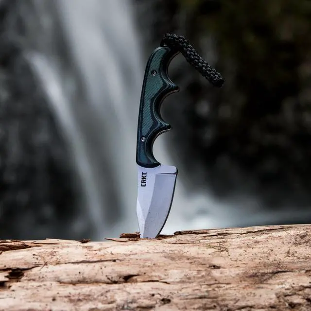 Alt view image 6 of 6 - Minimalist Bowie Outdoor Fixed Blade Knife with Sheath, Green, 2387 | 2.12" Clip Point Blade, Lightweight Micarta Handle, Stainless Steel Blade, Thermoplastic Sheath with Mounting Options