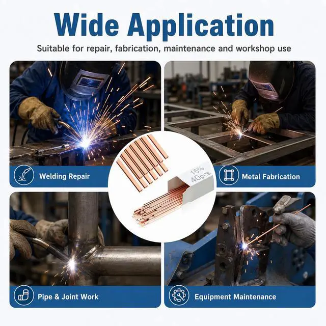 Alt view image 6 of 6 - 15% Silver Brazing Rods AWS BCuP-5 40 Sticks, Silver Solder Flat Welding Rods 0.050"x1/8"x10" for Air Conditioning, Refrigerator, Cold Storage & HVAC Units, Phos Copper Brazing Alloys