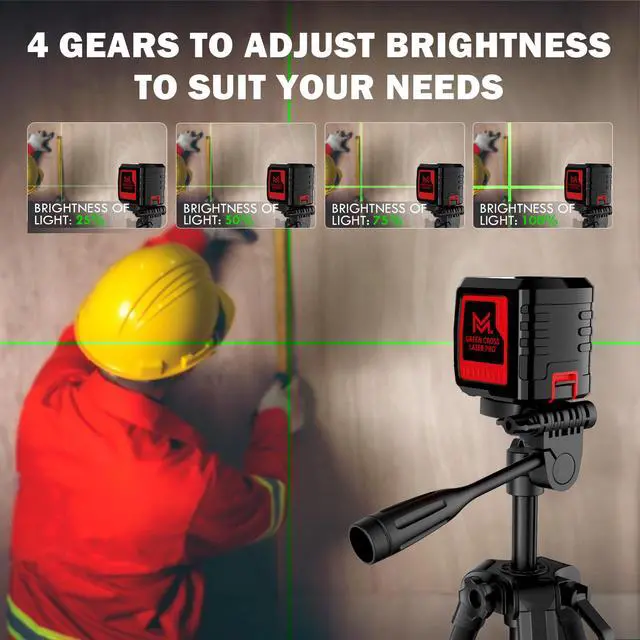 Alt view image 2 of 6 - Self Leveling Laser Level 100ft, Green Cross Line with Tripod, 4 Brightness Modes & Pulse Function, Manual & Self-Leveling Modes, IP54 Waterproof for Picture Hanging, Tile, DIY Construction