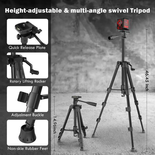 Alt view image 4 of 6 - Self Leveling Laser Level 100ft, Green Cross Line with Tripod, 4 Brightness Modes & Pulse Function, Manual & Self-Leveling Modes, IP54 Waterproof for Picture Hanging, Tile, DIY Construction