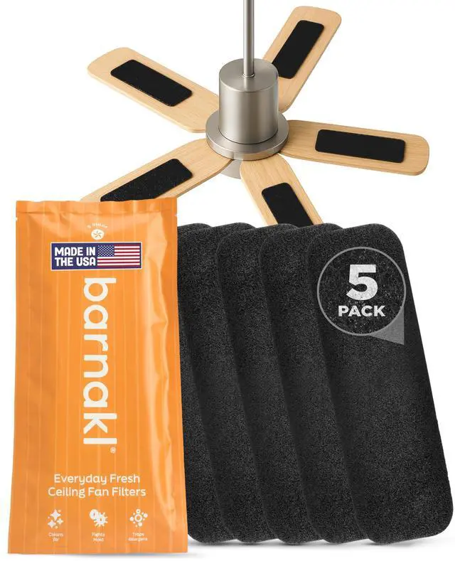 Main image of Ceiling Fan Air Purifier Pads, Carbon Filters for Blades, 5 Count | Activated Coconut Shell Carbon, Traps Dust, Odors & Allergens, Easy-Stick Universal Fit, Odorless & Unscented
