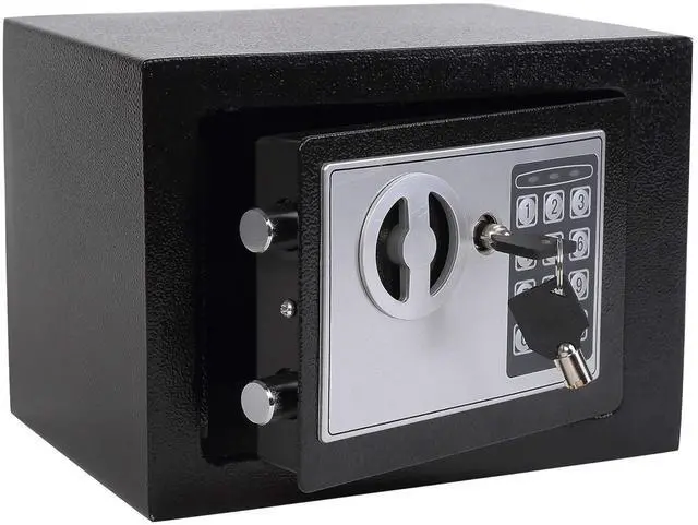 Main image of Small Steel Security Safe Box with Keypad,Key;0.23 CuFt, Black | Electronic Digital Secure,9.1" W x 6.7" D x 6.7" H,Hidden for Home Dorm Apartment Hotel Office Cash Jewelry Storage