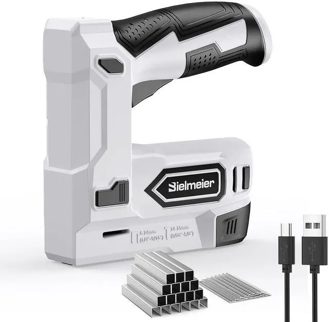 Main image of Bielmeier Electric Staple Gun, 4V Cordless Battery Powered Staple Gun, 2-in-1 Electric Stapler & Brad Nailer with 1200 T50 Staples, 400 Nails, USB-C Charger for Upholstery, Wood & DIY