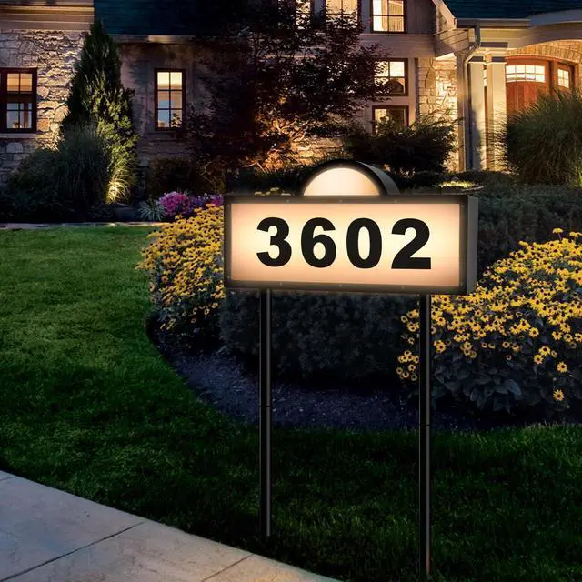 Main image of Solar Address Signs for Yard, Solar Powered Address Sign with Warm White & Cold White, IP65 Waterproof Solar House Numbers for Outside, LED Illuminated Plaques Wall Mounted & In Ground
