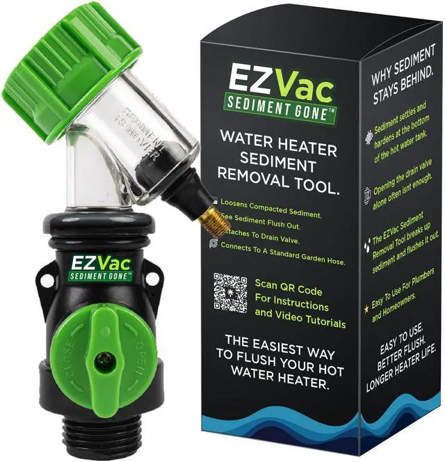 Main image of Water Heater Sediment Removal Tool Flushes, Cleans & Breaks Up Sediment Clogs in Electric or Gas Water Heaters Easy DIY Water Heater Cleaning Tool