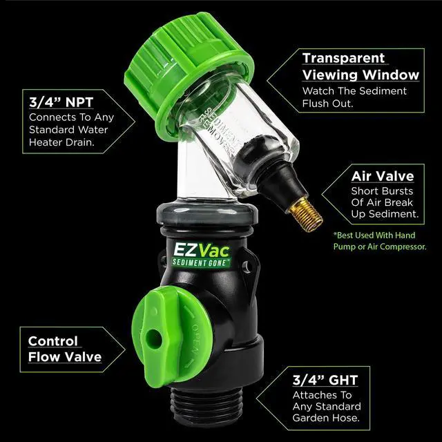 Alt view image 5 of 6 - Water Heater Sediment Removal Tool Flushes, Cleans & Breaks Up Sediment Clogs in Electric or Gas Water Heaters Easy DIY Water Heater Cleaning Tool