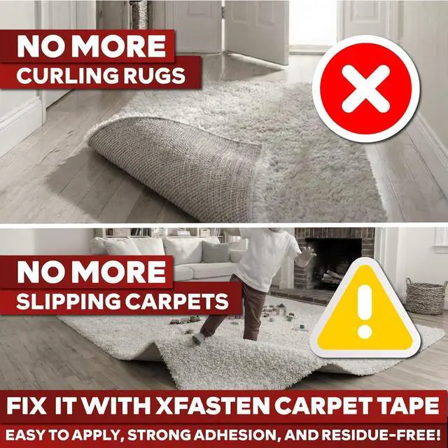Alt view image 2 of 6 - Double-Sided Carpet Tape for Area Rugs, 2 Inch x 30 Yards (90 Ft), Heavy Duty Grippy Residue-Free Silicone Adhesive Keeps Rugs in Place on Hardwood, Laminate and Tile Floors