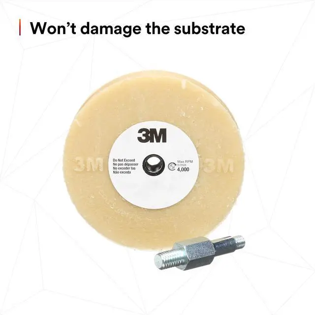 Alt view image 3 of 6 - Stripe Off Wheel Adhesive Remover Eraser Wheel Removes Decals, Stripes, Vinyl, Tapes and Graphics 4 diameter x 5/8 thick 3/8-16 threaded mandrel 07498 Pack of 1