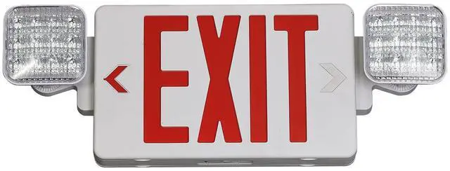 Main image of Red Exit Sign with Emergency Lights, LED Emergency Exit Light with Battery Backup, UL Listed, AC 120/277V, Commercial Emergency Lights Combo for Business - 1 Pack