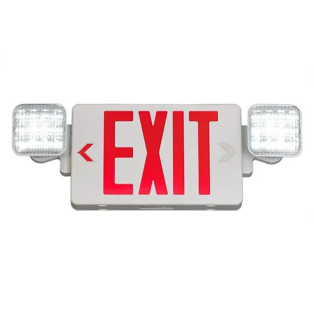 Alt view image 2 of 6 - Red Exit Sign with Emergency Lights, LED Emergency Exit Light with Battery Backup, UL Listed, AC 120/277V, Commercial Emergency Lights Combo for Business - 1 Pack