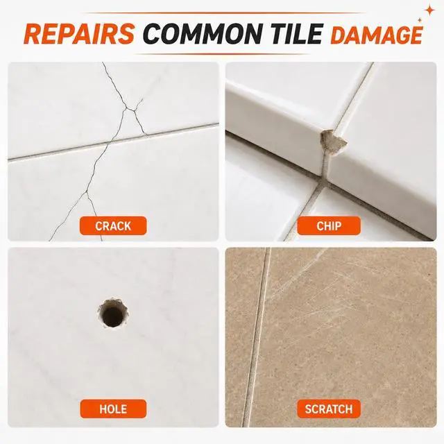 Alt view image 2 of 6 - Tile Repair Kit (Color Match), Ceramic & Porcelain Epoxy Putty for Floor | For Chips, Cracks, Holes, Scratches on Porcelain & Ceramic Wall/Floor Tile, Super Bond Ceramic Tile Paste Filler