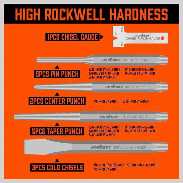 Alt view image 3 of 6 - 16-Piece Punch and Chisel Set, Including Taper, Cold Chisels, Pin, Center