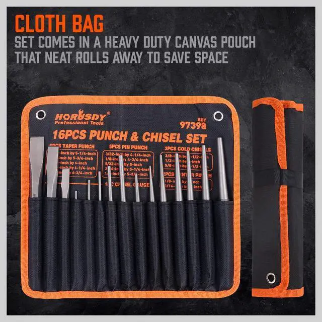 Alt view image 4 of 6 - 16-Piece Punch and Chisel Set, Including Taper, Cold Chisels, Pin, Center