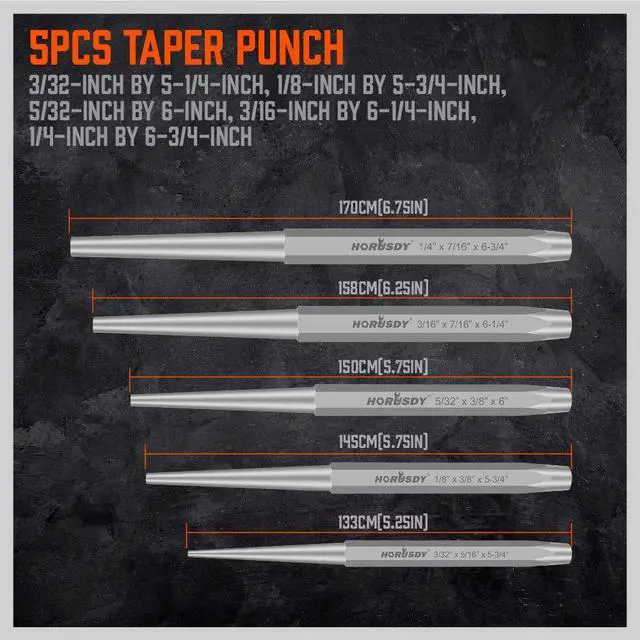 Alt view image 6 of 6 - 16-Piece Punch and Chisel Set, Including Taper, Cold Chisels, Pin, Center