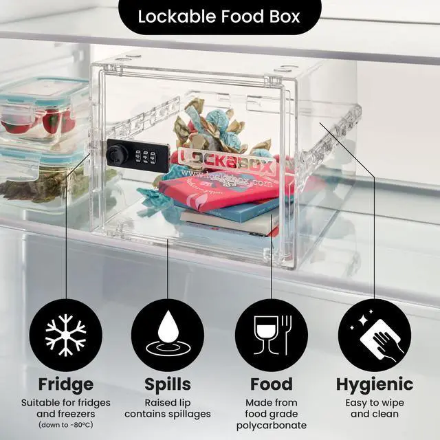 Alt view image 6 of 6 - One | Premium Lock Box | Medium Combination Lock Box For Food, Medicine & Home Safety | External Size 12 x 8 x 6.6 inches (Crystal)