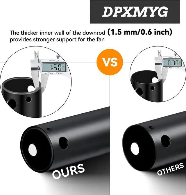Alt view image 4 of 6 - 36 inch Ceiling Fan Downrod, 3 FT,1'' Diameter (Black, Not Threaded) | 3 FT Black Downrod, 1 inch Outside Diameter,Downrod suitable for a Wide Range of Fans(Not Threaded)