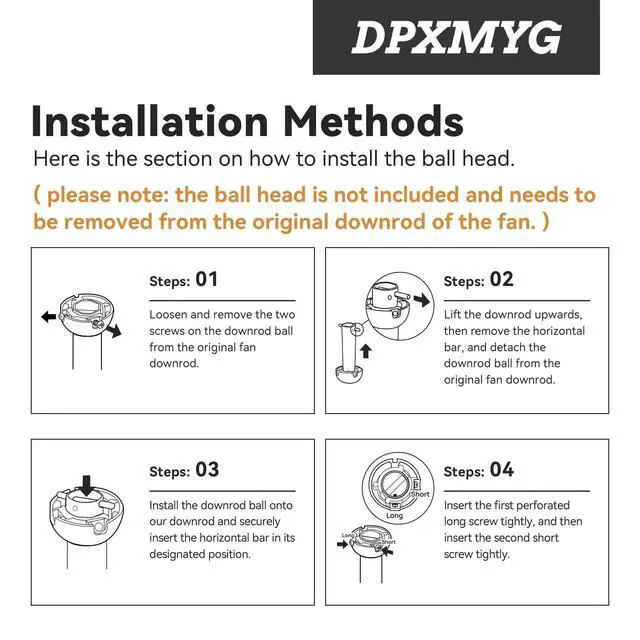 Alt view image 5 of 6 - 36 inch Ceiling Fan Downrod, 3 FT,1'' Diameter (Black, Not Threaded) | 3 FT Black Downrod, 1 inch Outside Diameter,Downrod suitable for a Wide Range of Fans(Not Threaded)