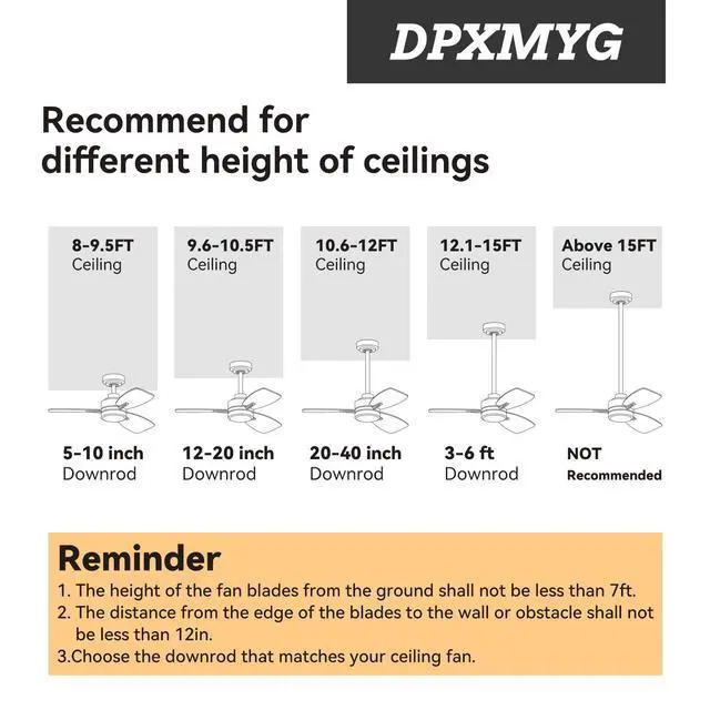 Alt view image 6 of 6 - 36 inch Ceiling Fan Downrod, 3 FT,1'' Diameter (Black, Not Threaded) | 3 FT Black Downrod, 1 inch Outside Diameter,Downrod suitable for a Wide Range of Fans(Not Threaded)