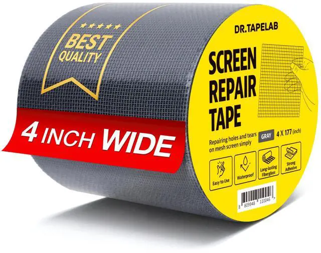 Main image of Grey Window Screen Repair Tape, 4 in X 15 FT, Screen Repair Kit for Windows or Doors, Strong Adhesive Patch Kit Fiberglass Mesh Tape