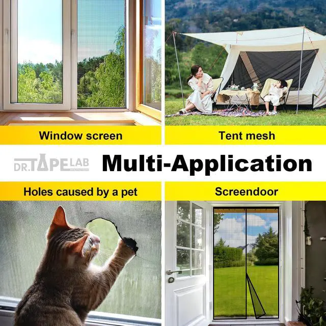 Alt view image 5 of 6 - Grey Window Screen Repair Tape, 4 in X 15 FT, Screen Repair Kit for Windows or Doors, Strong Adhesive Patch Kit Fiberglass Mesh Tape