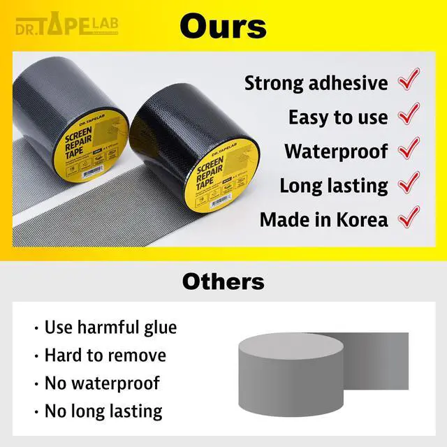 Alt view image 6 of 6 - Grey Window Screen Repair Tape, 4 in X 15 FT, Screen Repair Kit for Windows or Doors, Strong Adhesive Patch Kit Fiberglass Mesh Tape