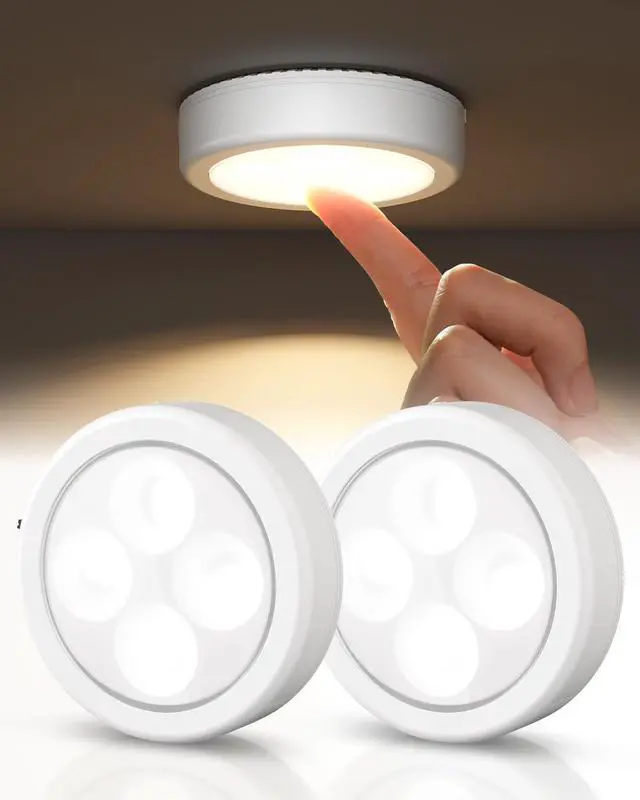 Main image of LED Puck Lights, Rechargeable Touch Light, 2.95'' Mini Tap Lights, Wireless Closet Light, Under Cabinet Lighting, 3 Color Temps, Stick On Lights Kitchen,Closet,Pantry(2 Pack)