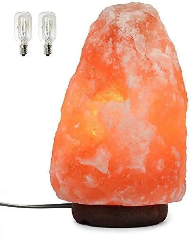 Main image of 7 Inch Himalayan Salt Lamp with Dimmer Cord - Night Light Natural Crystal Rock Classic Wood Base Authentic from Pakistan