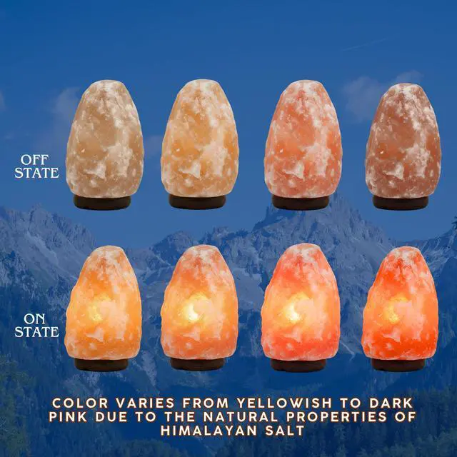Alt view image 3 of 6 - 7 Inch Himalayan Salt Lamp with Dimmer Cord - Night Light Natural Crystal Rock Classic Wood Base Authentic from Pakistan