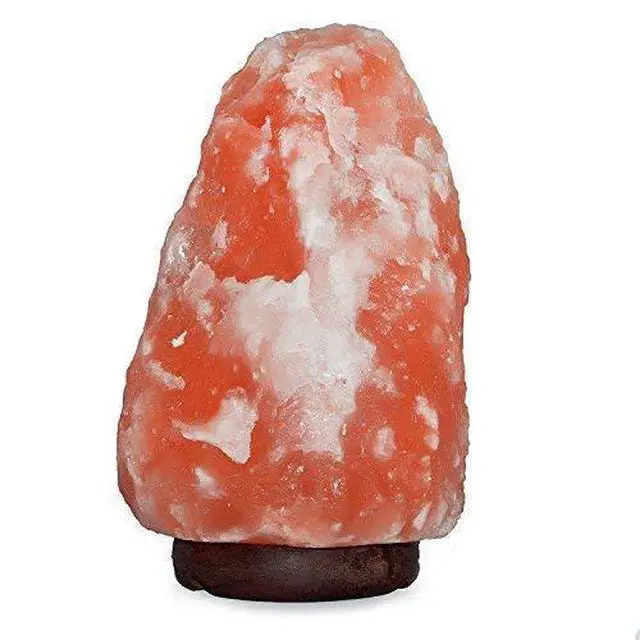 Alt view image 4 of 6 - 7 Inch Himalayan Salt Lamp with Dimmer Cord - Night Light Natural Crystal Rock Classic Wood Base Authentic from Pakistan