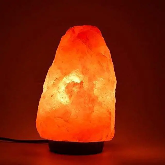 Alt view image 6 of 6 - 7 Inch Himalayan Salt Lamp with Dimmer Cord - Night Light Natural Crystal Rock Classic Wood Base Authentic from Pakistan