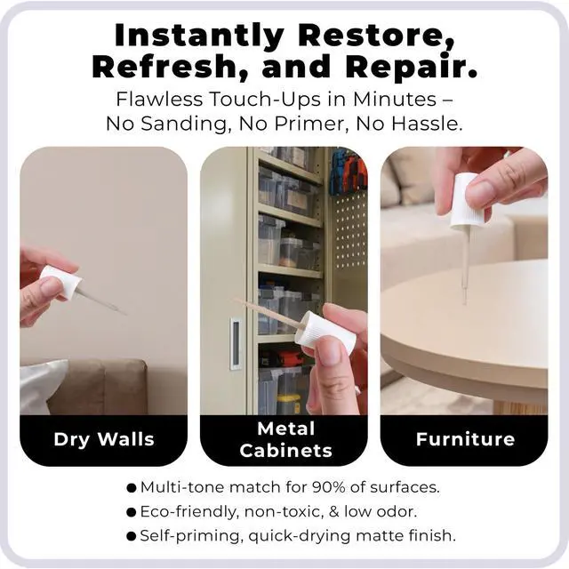 Alt view image 2 of 6 - Touch-Up Paint | Matte Finish for Cabinets, Walls, Doors & Furniture | Multi-Tone Beige Repair Kit | Quick-Dry, Self-Priming, Low-Odor, Eco-Friendly | No-Sanding or Primer Needed | 3 Pack