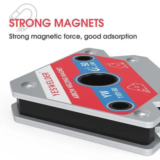 Alt view image 2 of 6 - 4-Pc Welding Magnet Set, 50 lb Holding Power Welding Accessories | magnetic holding support, workpiece positioning, fit-up, assembly