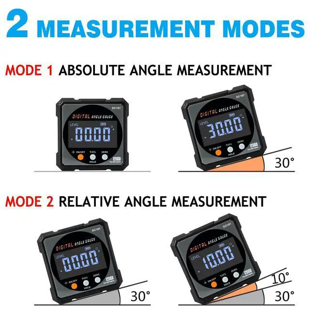 Alt view image 2 of 6 - Digital Angle Finder & Gauge, Magnetic Dual Laser Inclinometer | 4-Side Strong Magnetic Protractor, Electronic Laser, Digital Level Cube, Table Saw Miter, Woodworking Measuring Tool, Hanging